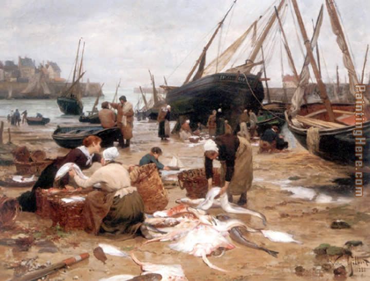Sorting the Fish painting - Victor Gabriel Gilbert Sorting the Fish art painting